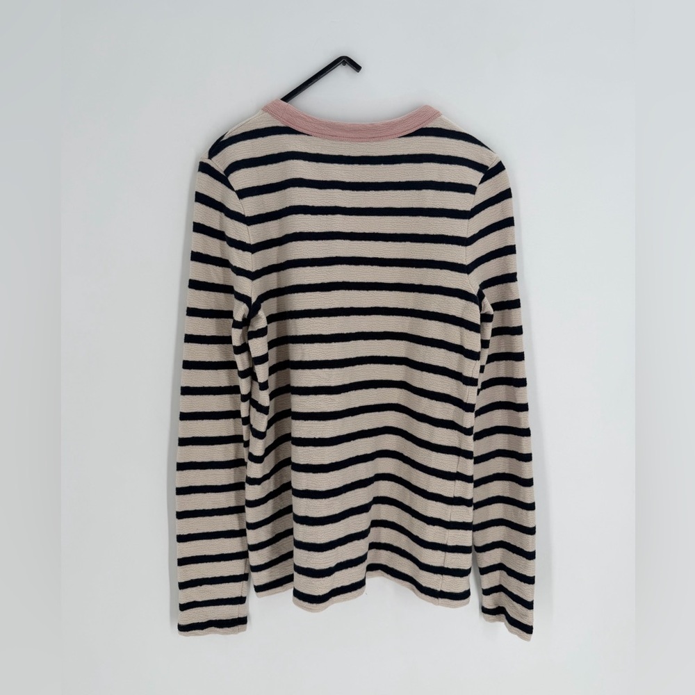 Cos Contrast Neck Pink Collar Striped Long Sleeve Top - Picture 7 of 7